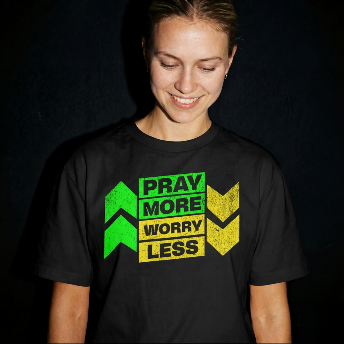 Pray More Worry Less T-Shirt โ Christian Graphic Tee